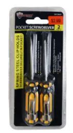 48 Wholesale Pocket Screwdrivers With Clips 2 Piece