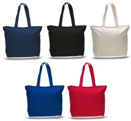 60 Wholesale 12 Oz Canvas Tote Bags W/ Zipper