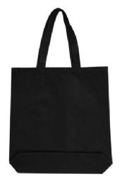 144 Wholesale 15" Cotton Canvas Gusseted Tote Bags - Black
