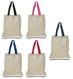 240 Wholesale 15" Cotton Canvas Tote Bags W/ Contrasting Handles