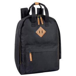 24 Wholesale Twin Handle Squared BackpacK- Black