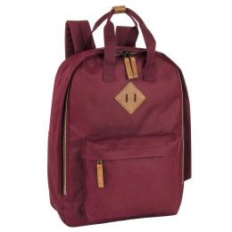24 Wholesale Twin Handle Squared BackpacK- Sangria