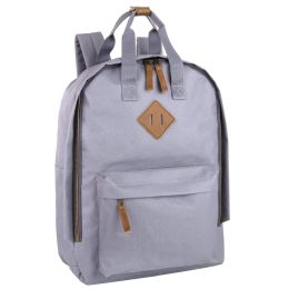24 Pieces Twin Handle Squared BackpacK- Silver - Backpacks 18" or Larger