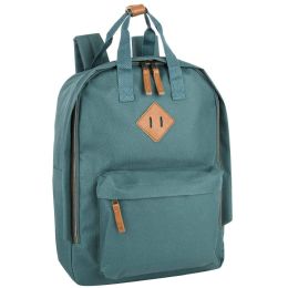 24 Pieces Twin Handle Squared BackpacK- Kale - Backpacks 18" or Larger