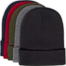 100 of Adult Knit Hat Beanie - 5 Assorted Colors