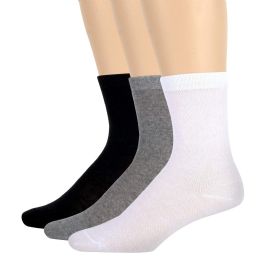 100 Pairs Women's Cotton Crew Socks Solid Colors Assorted 3 Color - Womens Ankle Sock