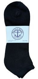24 Wholesale Yacht & Smith Men's King Size Cotton No Show Ankle Socks Size 13-16 Black Bulk Pack