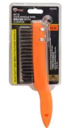 24 Wholesale Shoe Handle Wire Brush Orange