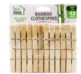 48 Units of Bamboo Clothespin 48 Count - Clothes Pins