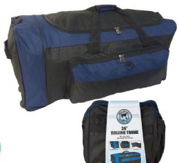 6 Wholesale Collapsible Rollaboard Duffle Bags W/ Telescopic Handle - Navy