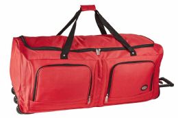 4 Wholesale Jumbo Cargo Rollaboard Duffle Bags W/ Telescopic Handle - Red