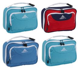 24 Wholesale Insulated Lunch Bags W/ Front Zipper Pocket - Assorted Colors
