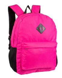 24 Pieces 17" Backpacks with Side Mesh Water Bottle Pockets in Pink - Backpacks 15" or Less