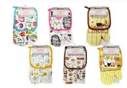 24 Pieces Printed Kitchen Set 3 Piece - Oven Mits & Pot Holders
