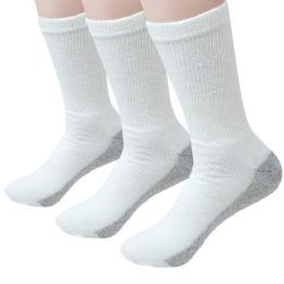 180 Wholesale Socks Unisex Crew Cut Athletic In White With Grey