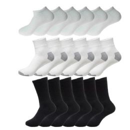 144 Pairs Socks Men's Crew, Ankle And Low Cut Athletic Size 10-13 In Assorted Colors - Socks & Hosiery