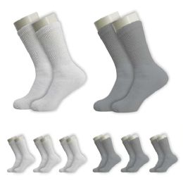 120 Pairs Crew Loose Fit Diabetic Wholesale Socks Size 10-13 In 2 Assorted Colors - Socks & Hosiery