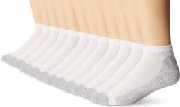180 Wholesale Low Cut Bulk Socks Athletic Size 10-13 In White With Grey