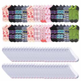 48 Pairs 48 Pairs Total - Mens White Low Cut Socks Size 10-13 And Womens Low Cut Size 6-8 In Assorted Prints - Socks & Hosiery