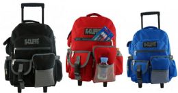 8 Pieces 18" Heavy Duty Rolling Backpacks - Backpacks 18" or Larger
