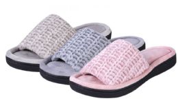36 Wholesale Women's Wedge Chenille Slide Slippers - Assorted Colors
