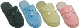 36 Pieces Women's Slippers W/ Bow Adornment - Assorted Colors - Sizes 6-11 - Women's Slippers