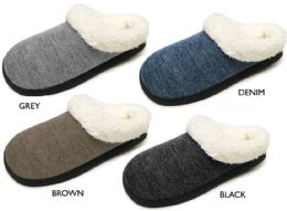 12 Wholesale Women's Knit Clog Slippers W/ Faux Fur Lining & Memory Foam Insoles