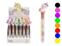 72 Wholesale Multi Color Retractable Pen Unicorn