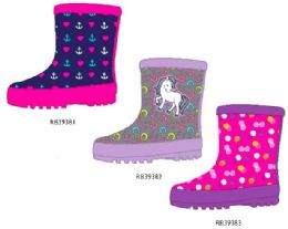 18 Wholesale Girl's Rain Boots W/ Popular Girl's Designs
