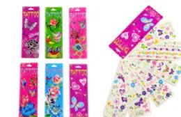 72 Bulk Stick On Tattoos Butterfly Floral