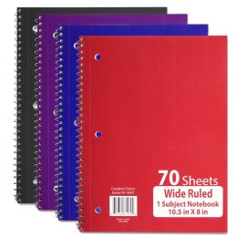 24 Wholesale 1 Subject Notebook - Wide Ruled - 70 Sheets