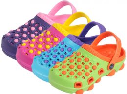 36 Wholesale Girl's Bubble Clogs - Assorted Colors
