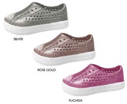12 Wholesale Toddler Girl's Glitter Sneaker Clogs