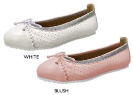 12 Wholesale Girl's Ballet Flats W/ Perforations, Metallic Elastic & Sawtooth Outsole
