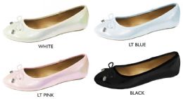 12 Wholesale Women's Iridescent Fabric Flats W/ Bow