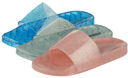 36 Pairs Girl's Glitter Jelly Slide Sandals - Girls Flip Flops
