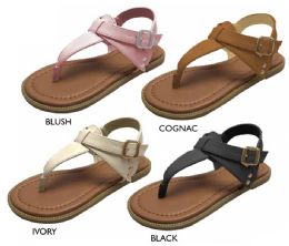 8 Wholesale Girl's Thong Sandals W/ Metallic Braid & Studded Welt