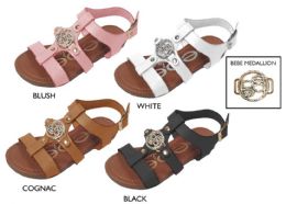 8 Wholesale Girl's Strappy Sandals W/ Bebe Hardware Detail