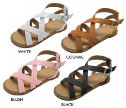 8 Wholesale Girl's Strappy Sandals W/ Studded Welt Details