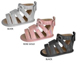18 Wholesale Infant Girl's Gladiator Sandals W/ Cord Bow Detail