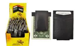 24 Wholesale Credit Card Wallet With Money Clip Genuine Leather