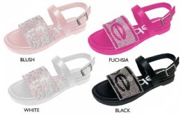 8 Units of Girl's Sandals w/ Rhinestone Bebe Logo - Girls Flip Flops