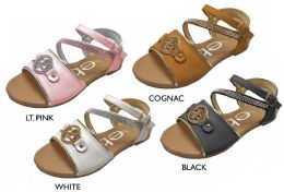 8 Units of Girl's Strappy Sandals w/ Rhinestone, Bebe Medallion, & Metallic Patent Leather Details - Girls Flip Flops