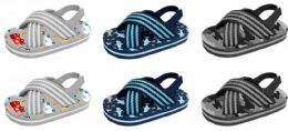 36 Units of Toddler Boy's Two Tone Siena Sandals w/ Adjustable Heel Strap & Printed Footbed - Boys Flip Flops & Sandals