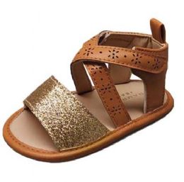 18 Pairs Infant Girl's Gladiator Sandals W/ Floral CuT-Outs & Glitter Toe Strap - Girls Flip Flops