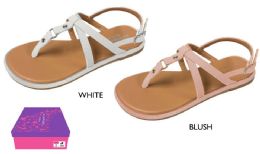 12 Pairs Girl's Strappy Sandals W/ Metallic Studs - Girls Flip Flops