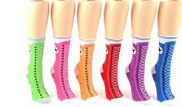 72 Wholesale Ladies Crew Sock Sneaker Pattern