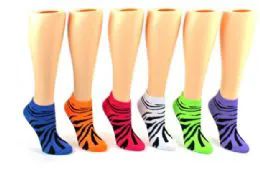 72 Pieces Ladies Low Cut Sock Animal Print - Womens Ankle Sock