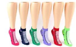 72 Pieces Ladies Low Cut Sock Sneaker Print - Womens Ankle Sock