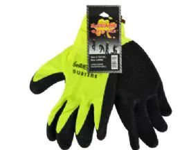 48 Pairs Latex Work Gloves Hi Vis Yellow Large - Working Gloves